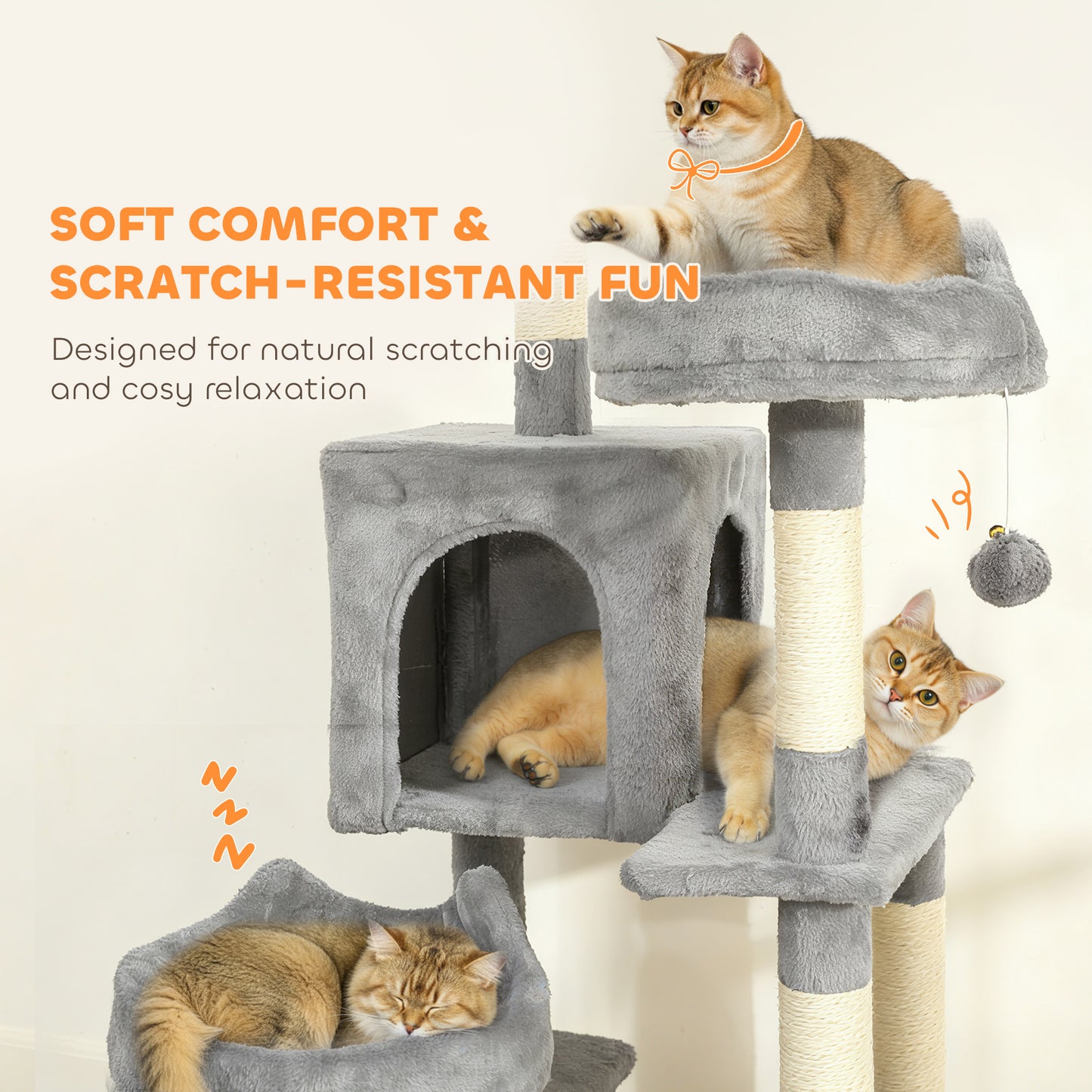 Cat Tree, 192 cm Multi-Level Cat Tower for Indoor Kittens