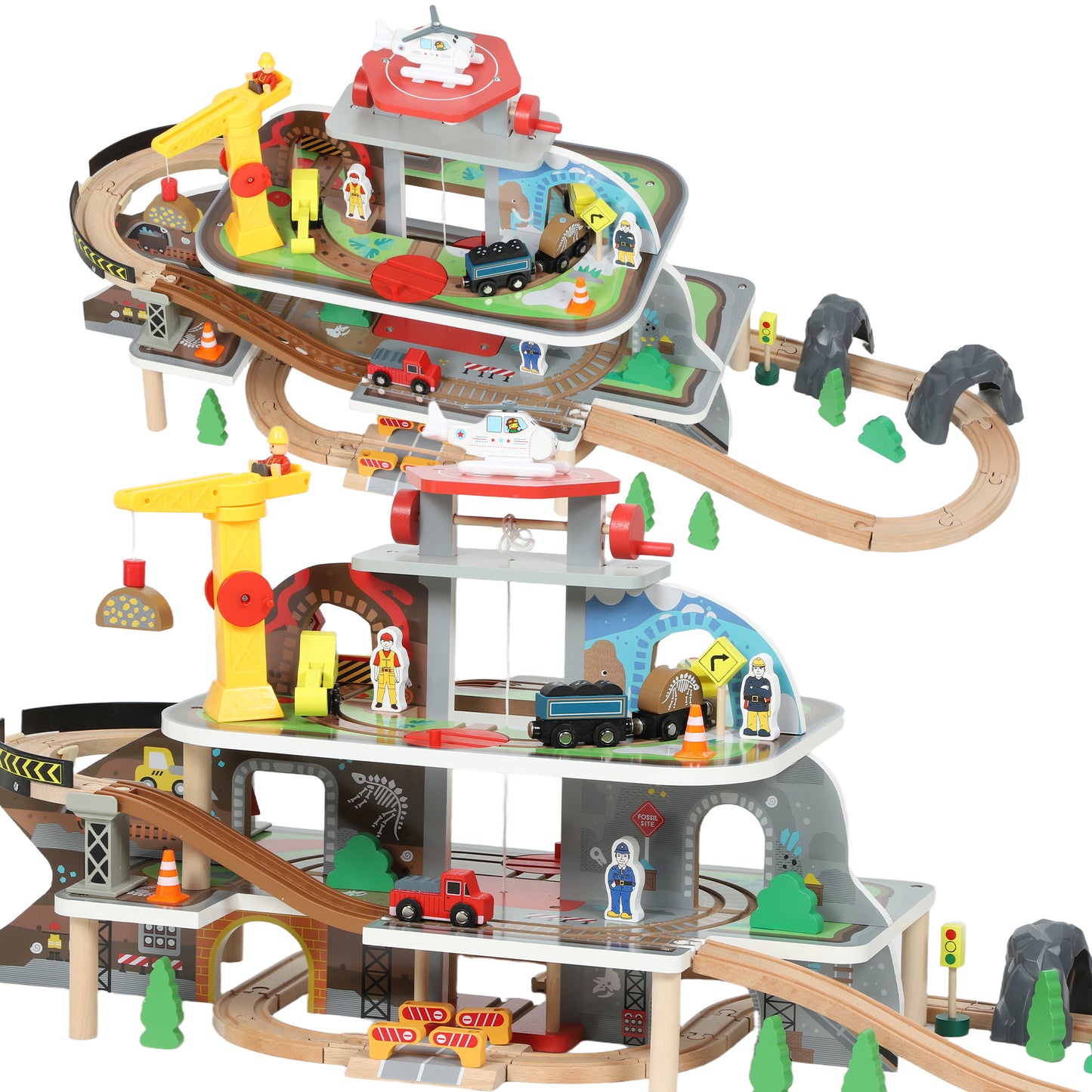 Wooden Train Set, 79 Piece Train Track Mine Themed for 3+ Years