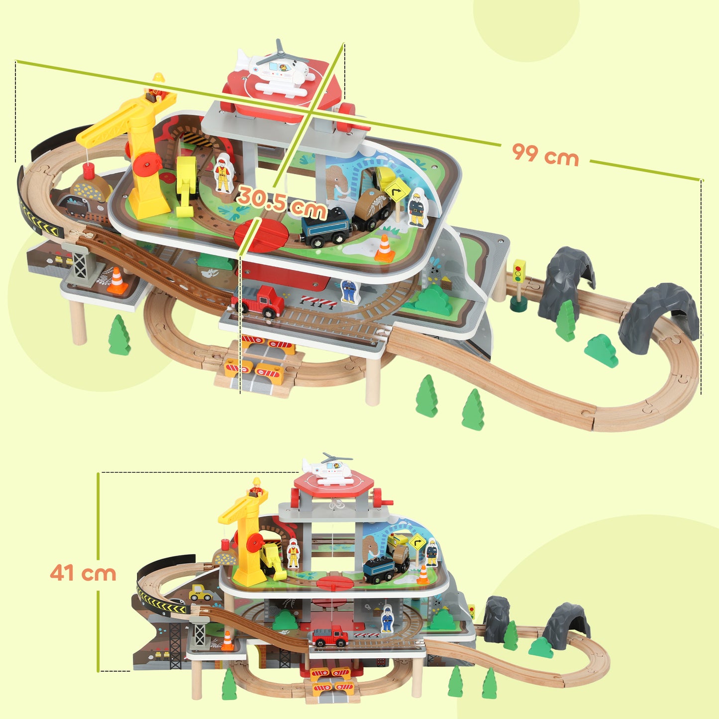 Wooden Train Set, 79 Piece Train Track Mine Themed for 3+ Years