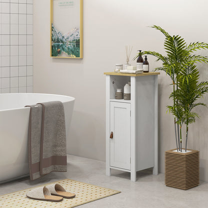 Slim Bathroom Storage Unit with Adjustable Shelf, White