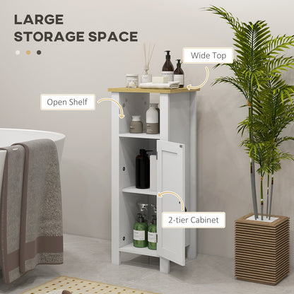 Slim Bathroom Storage Unit with Adjustable Shelf, White