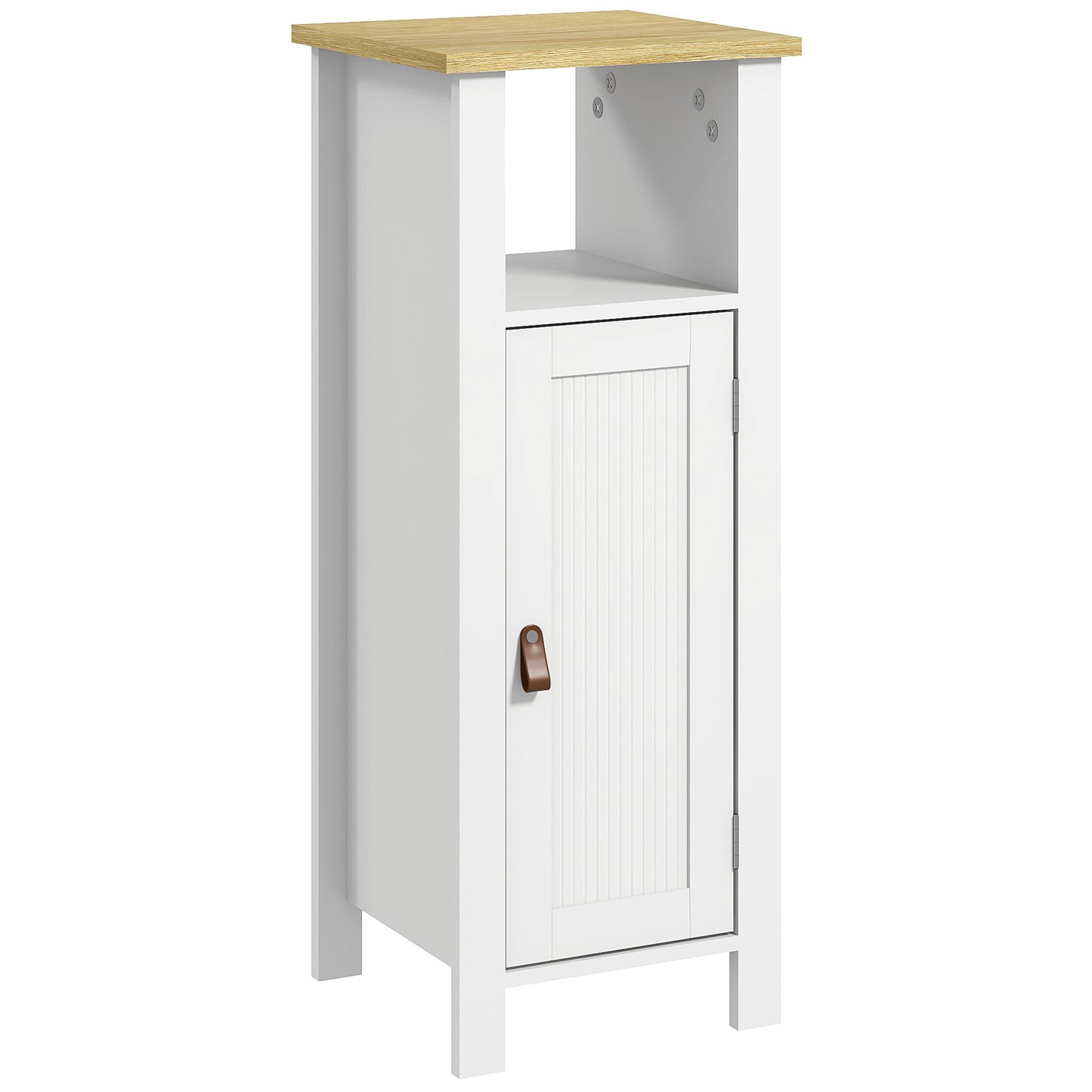 Slim Bathroom Storage Unit with Adjustable Shelf, White