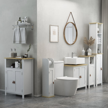 Slim Bathroom Storage Unit with Adjustable Shelf, White