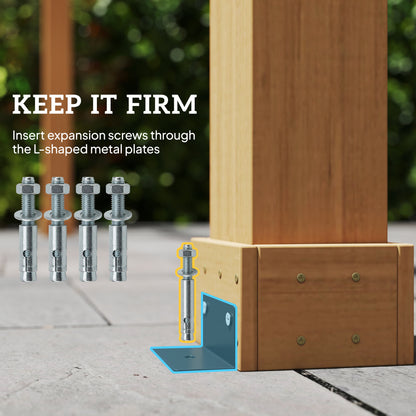 3.6 x 3.6m Graden Pergola Kit, Wooden Grape Trellis, Dark Brown