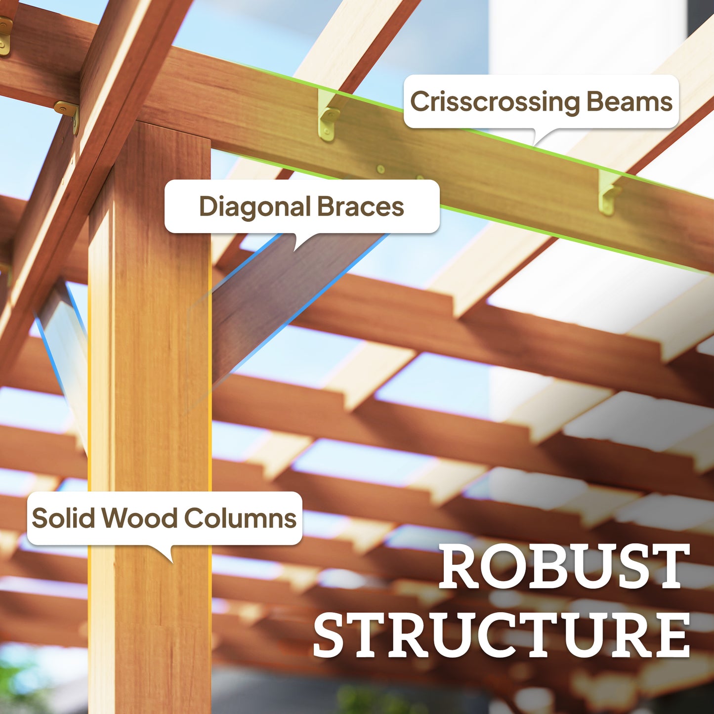 3.6 x 3.6m Graden Pergola Kit, Wooden Grape Trellis, Dark Brown