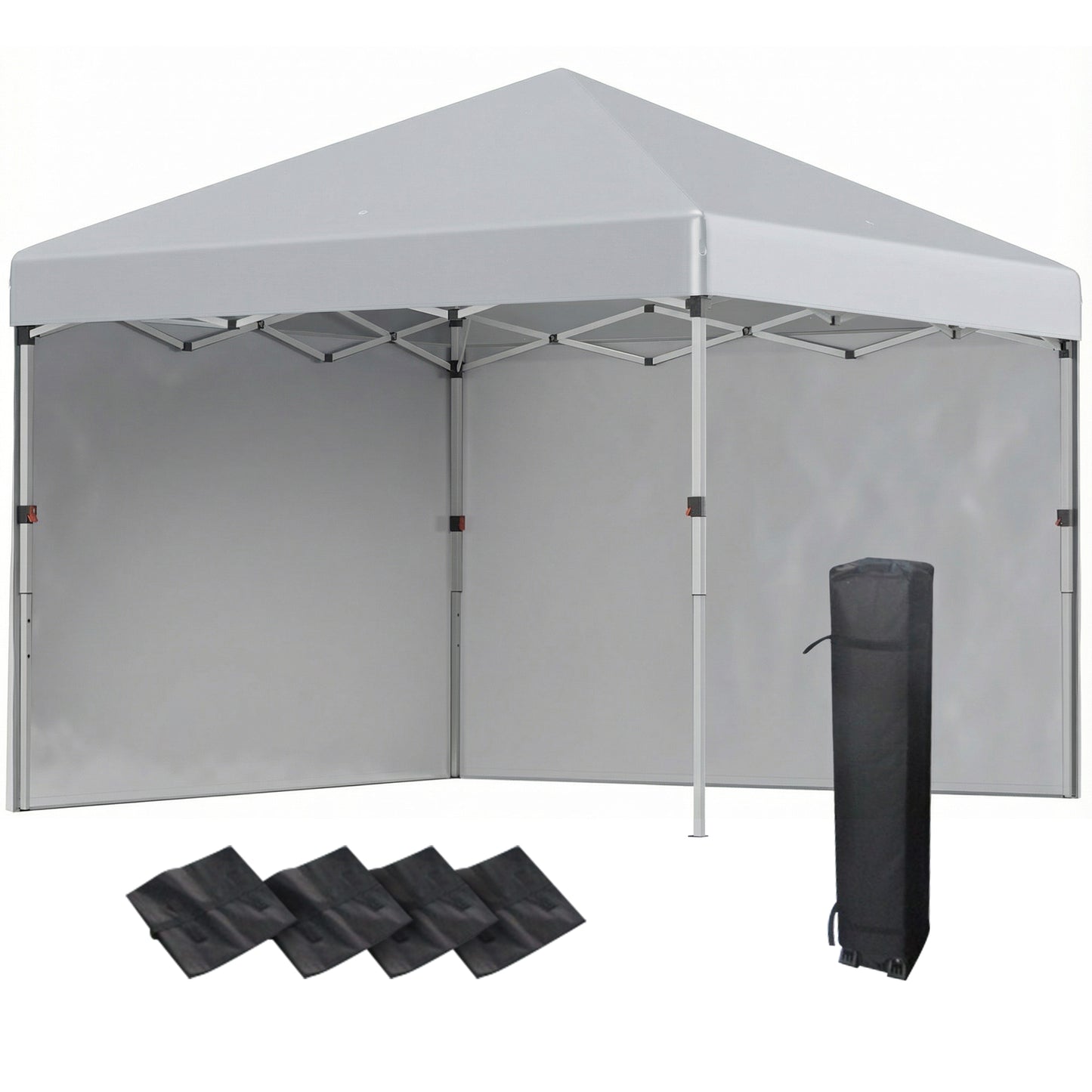 3x3 M Pop Up Gazebo Party Tent, 2 Sidewalls, Weight Bags Light Grey
