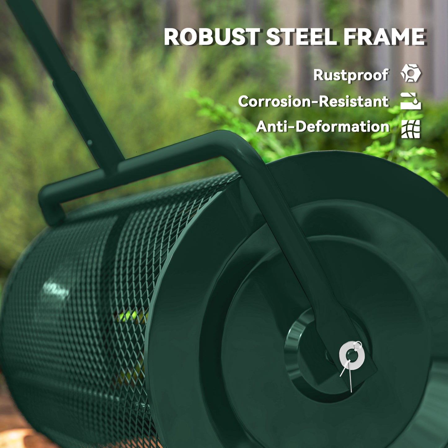 Compost Spreader, 24" Garden Spreader w/ Height Adjustable Handle