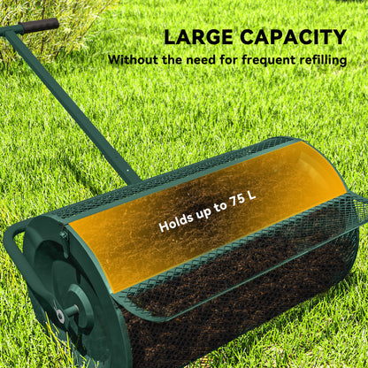 Compost Spreader, 24" Garden Spreader w/ Height Adjustable Handle