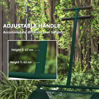 Compost Spreader, 24" Garden Spreader w/ Height Adjustable Handle