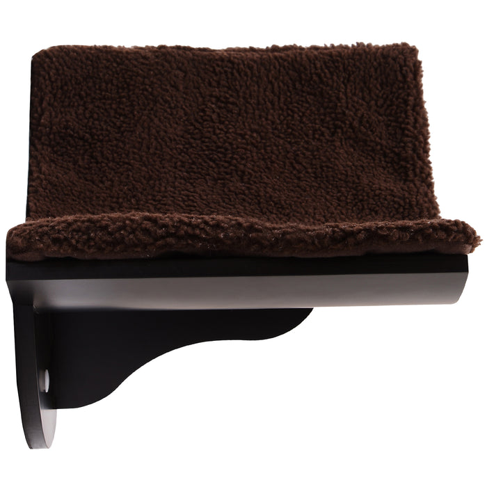 Cats Wall-Mounted MDF Shelf Bed w/ Fleece Cushion Brown