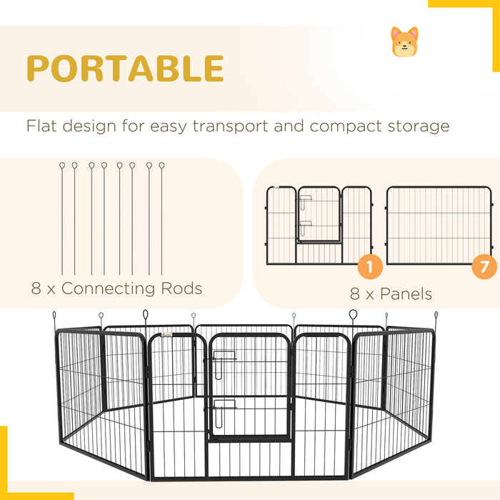 Steel 8 Panel Dog pen Pet Puppy PlayPen Black