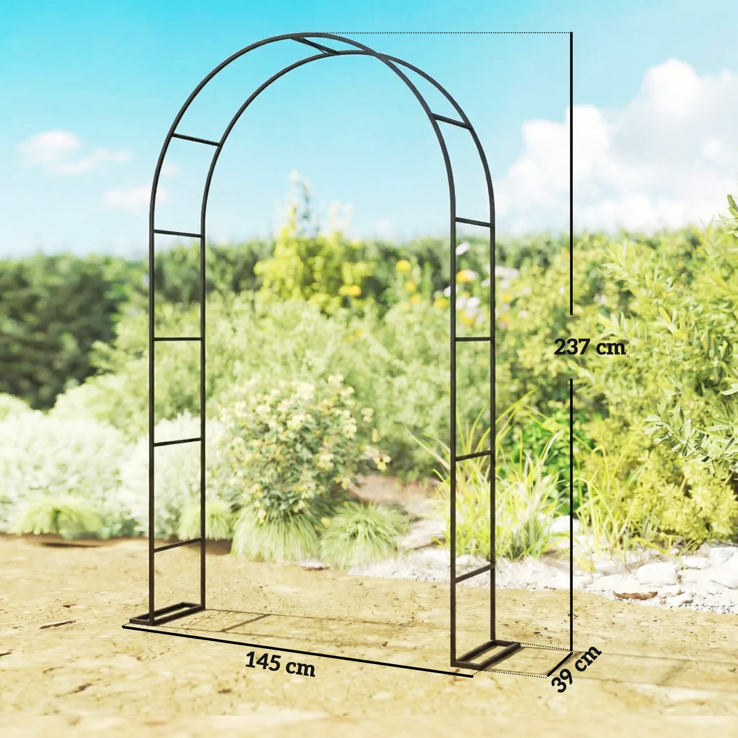Garden Arch, 2.4 m High x 1.5 m Wide Metal Outdoor Wedding Arch