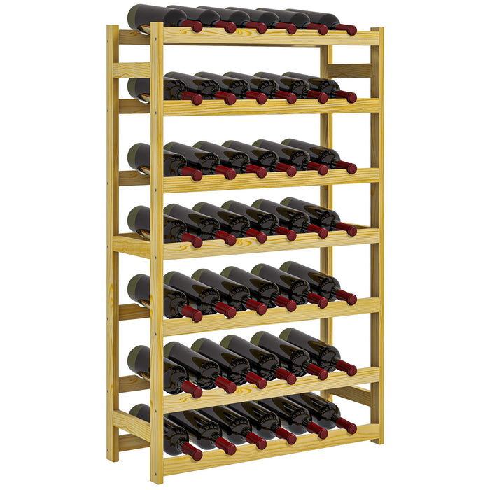 Free Standing Wooden Wine Rack 42 Bottles Holders, Natural