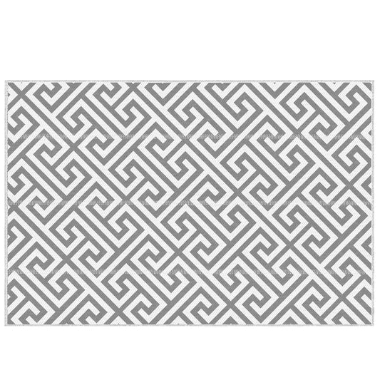 Outdoor Rug Reversible Mat Plastic Straw Rug Portable RV Camping Mat for Garden Picnic Indoor, 152x243cm, Grey