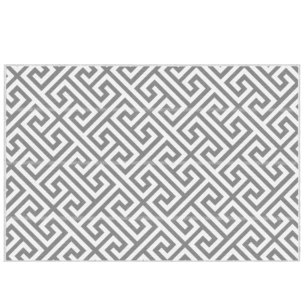 Outdoor Rug Reversible Mat Plastic Straw Rug Portable RV Camping Mat for Garden Picnic Indoor, 152x243cm, Grey