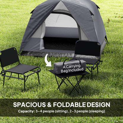 3-4 Person Camping Tent, Waterproof Tent, Dark Grey
