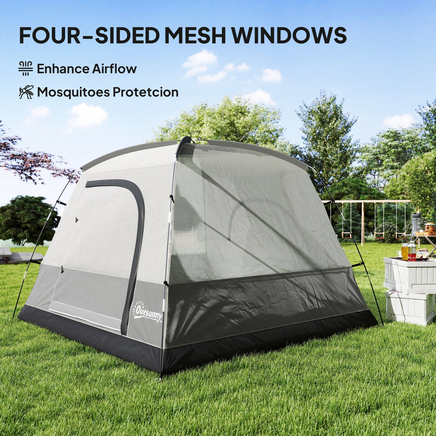 3-4 Person Camping Tent, Waterproof Tent, Dark Grey