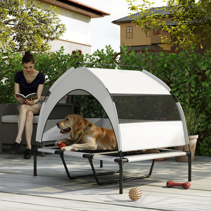 Portable Elevated Dog Bed with Removable Canopy, 106 x 76 x 94 cm