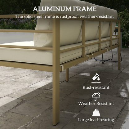 Garden Bench with Cushions, Outdoor Furniture, Cream White