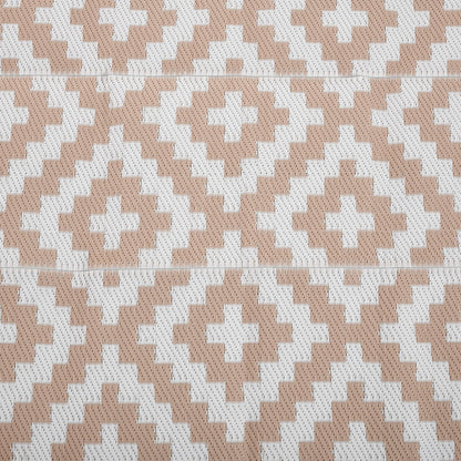 274 x 182 cm Reversible Outdoor RV Rug Floor Mat, Coffee and White