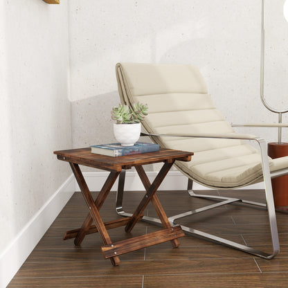 Wooden Folding Garden Table, Folding Side Table, Carbonised Finish