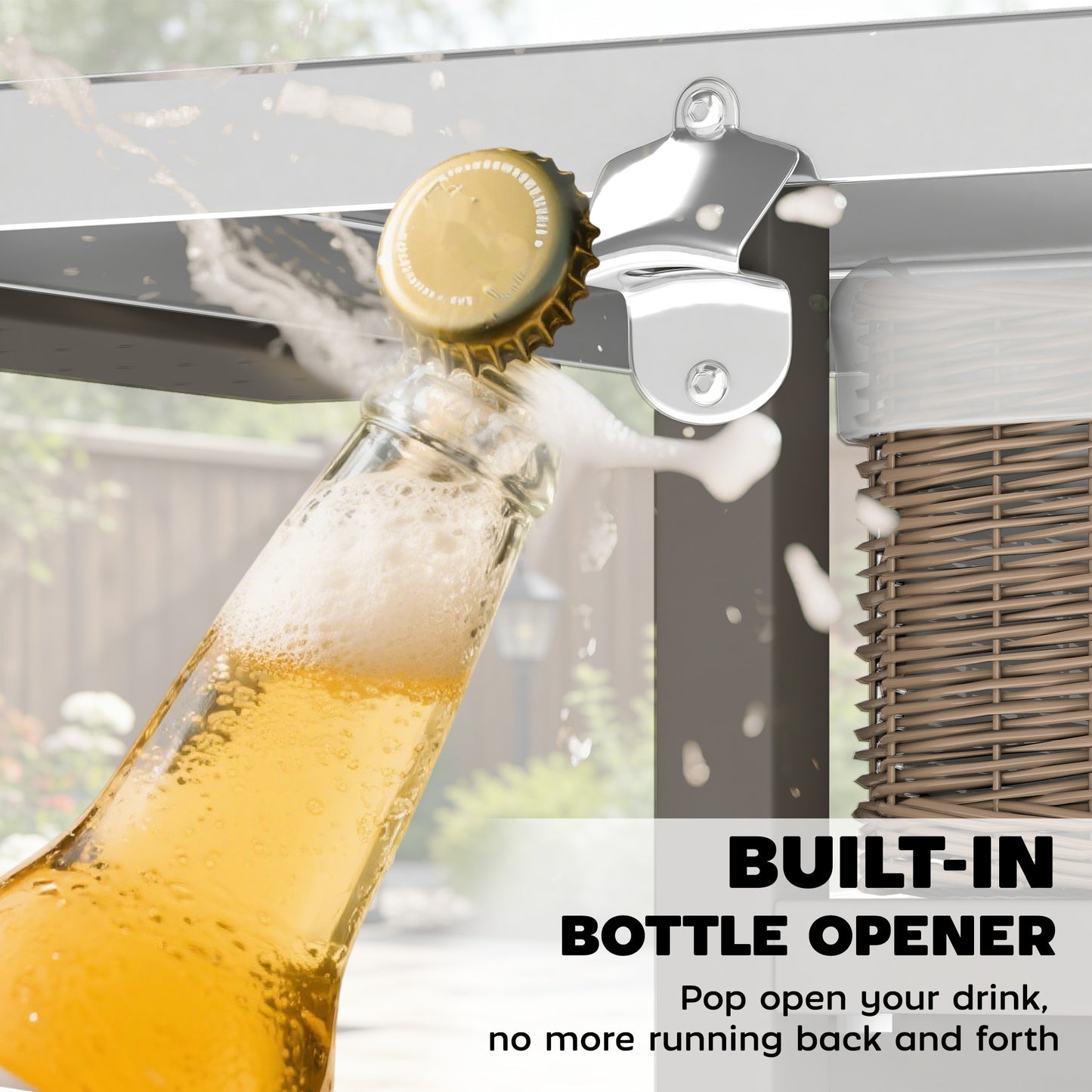 Outdoor Grill Cart with Cabinet, Food Prep Table on Wheels, Brown