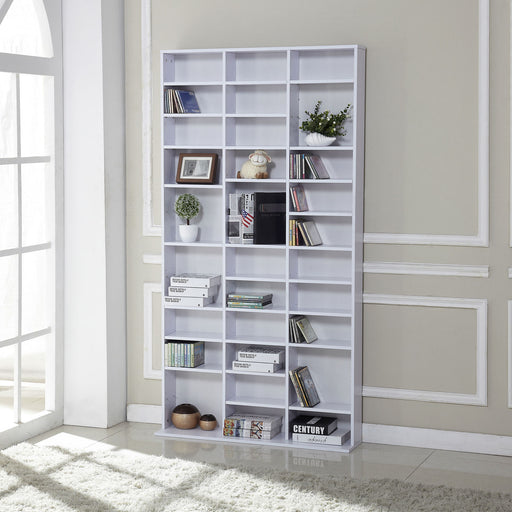 CD / DVD Storage Shelf Storage Unit for 1116 CDs Height-Adjustable Compartments 102 x 24 x 195 cm White