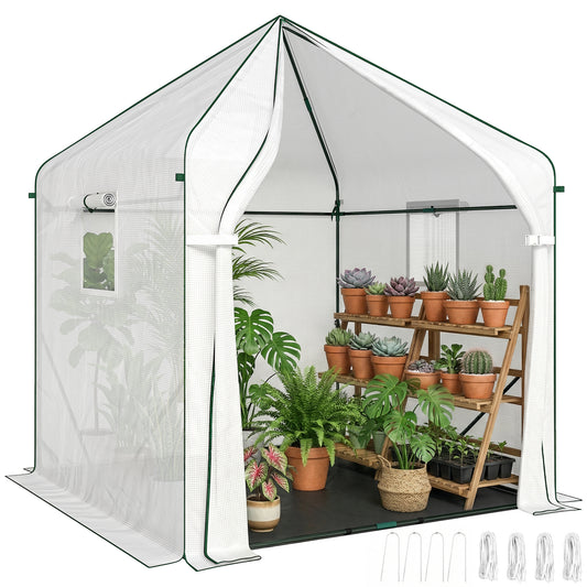 Large Plant House with Roll-up Door White