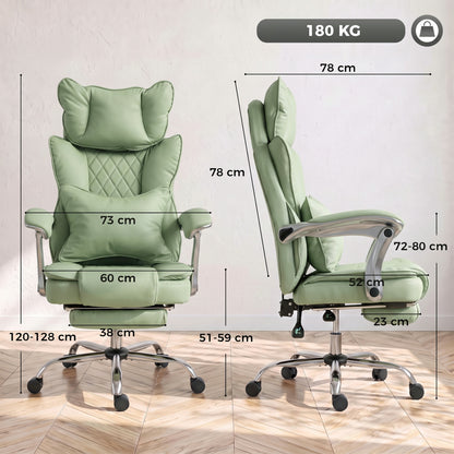 Big and Tall Office Chair with Lumbar Support, Light Green