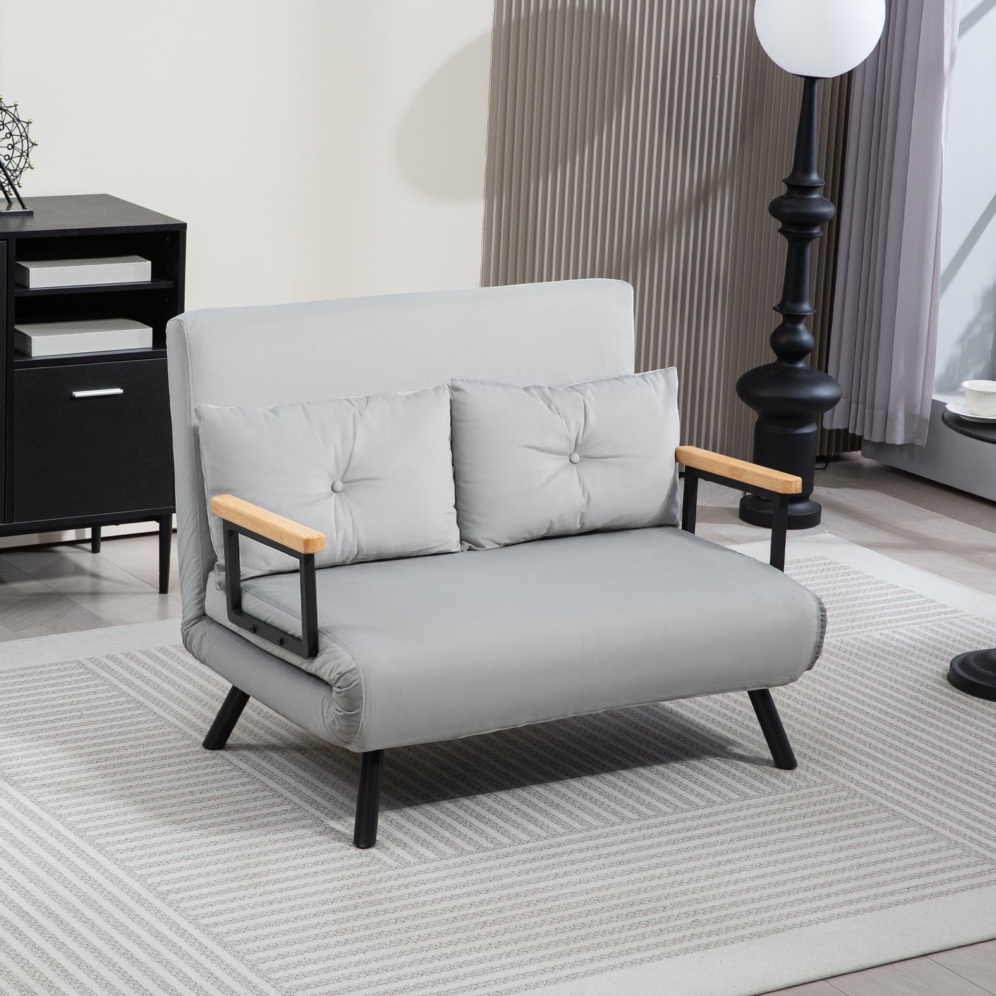 Click Clack 2 Seater Sofa Bed for Living Room, Guest Room, Light Grey