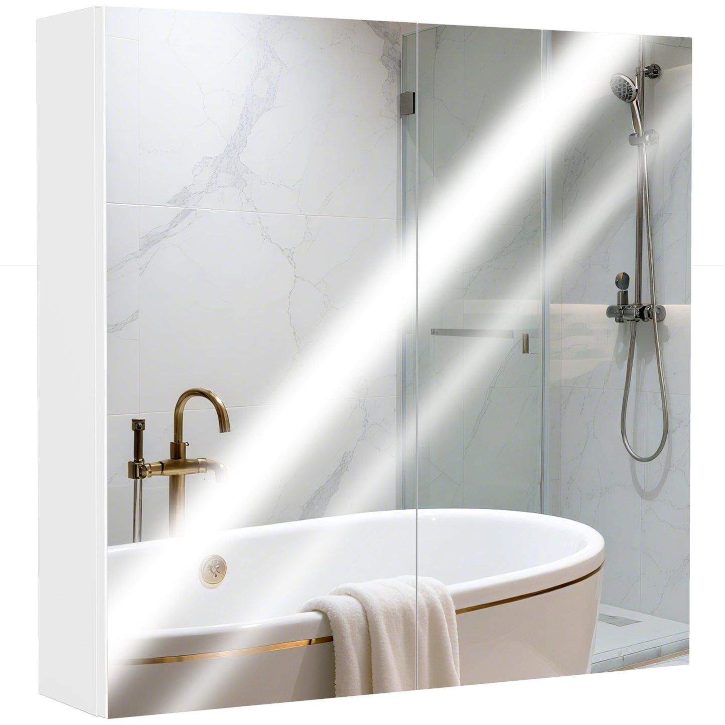 Bathroom Mirror Cabinet Wall Mounted, 60 x 15 x 60 cm, White
