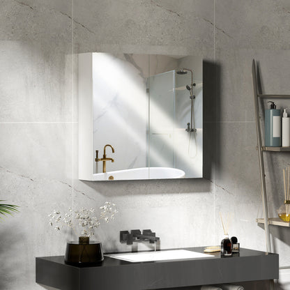 Bathroom Mirror Cabinet Wall Mounted, 60 x 15 x 60 cm, White