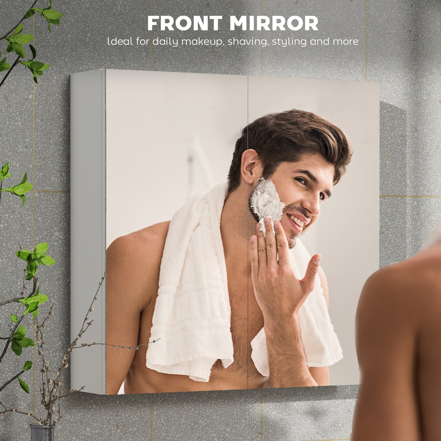 Bathroom Mirror Cabinet Wall Mounted, 60 x 15 x 60 cm, White