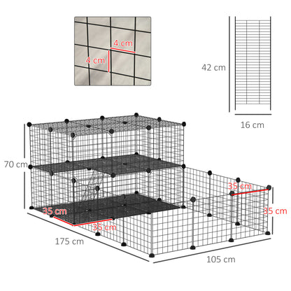 Pet Playpen with Door, Guinea Pigs Mesh Cage for Small Animal, Black