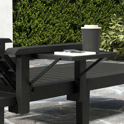 Set of 2 Resin Reclining Sun Loungers for Garden, Black