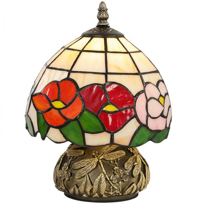 Tiffany-Style Table Lamp with Sculpted Dragonfly Base, Handcrafted Classic Stained Glass Bedside Lamp for Living Room and Bedroom, E27 Socket, Multi-Coloured
