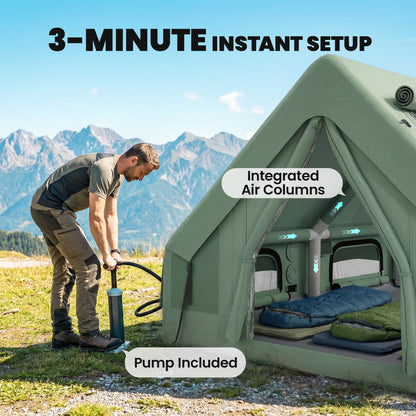 Inflatable Tent, 4 Season Hot Tent 10000mm Waterproof, Green
