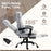 Vibration Massage Office Chair with Heat, Microfibre Computer Chair with Footrest, Lumbar Support Pillow, Armrest, Reclining Back, Grey