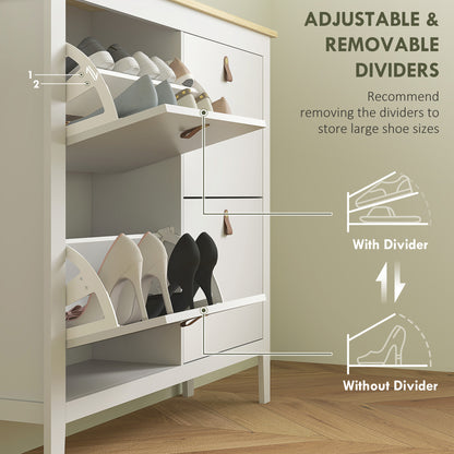 4 Drawer Shoe Cabinet with Flip Doors for Hallway, Entryway, White