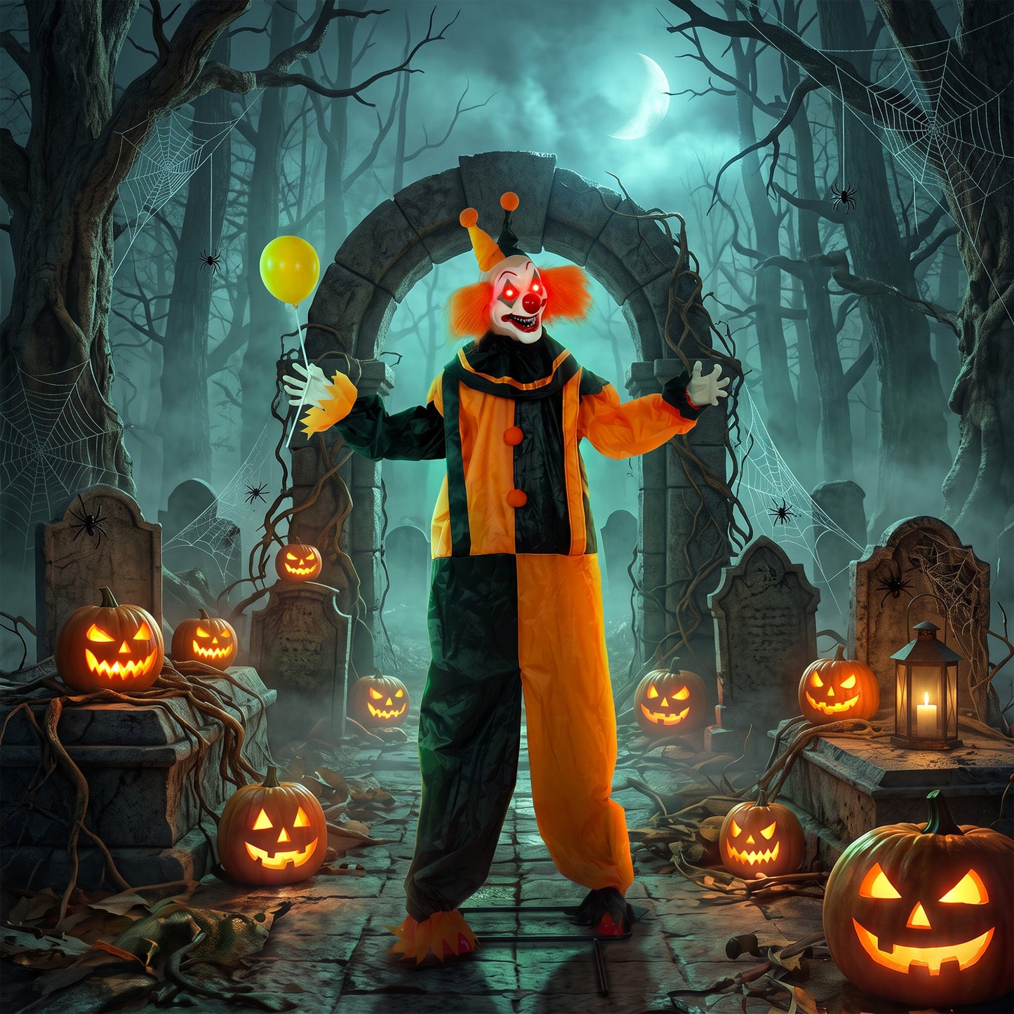 190 cm Life Size Animated Clown Halloween Decorations Outdoor Indoor