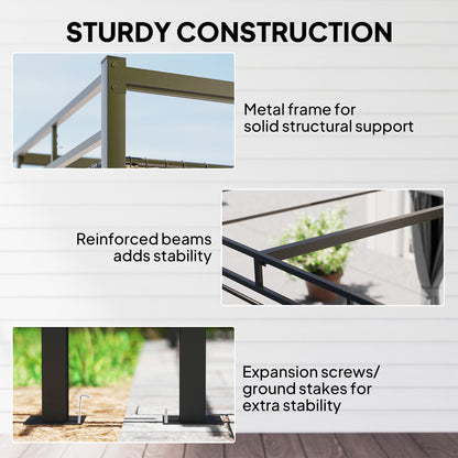 3 x 3 m Garden Pergola with Retractable Canopy, Curtains, Dark Grey