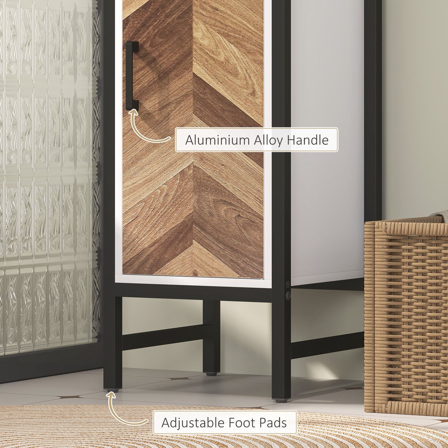 Tall Bathroom Storage Cabinet with 3 Shelves, 30 x 30 x 170 cm, White