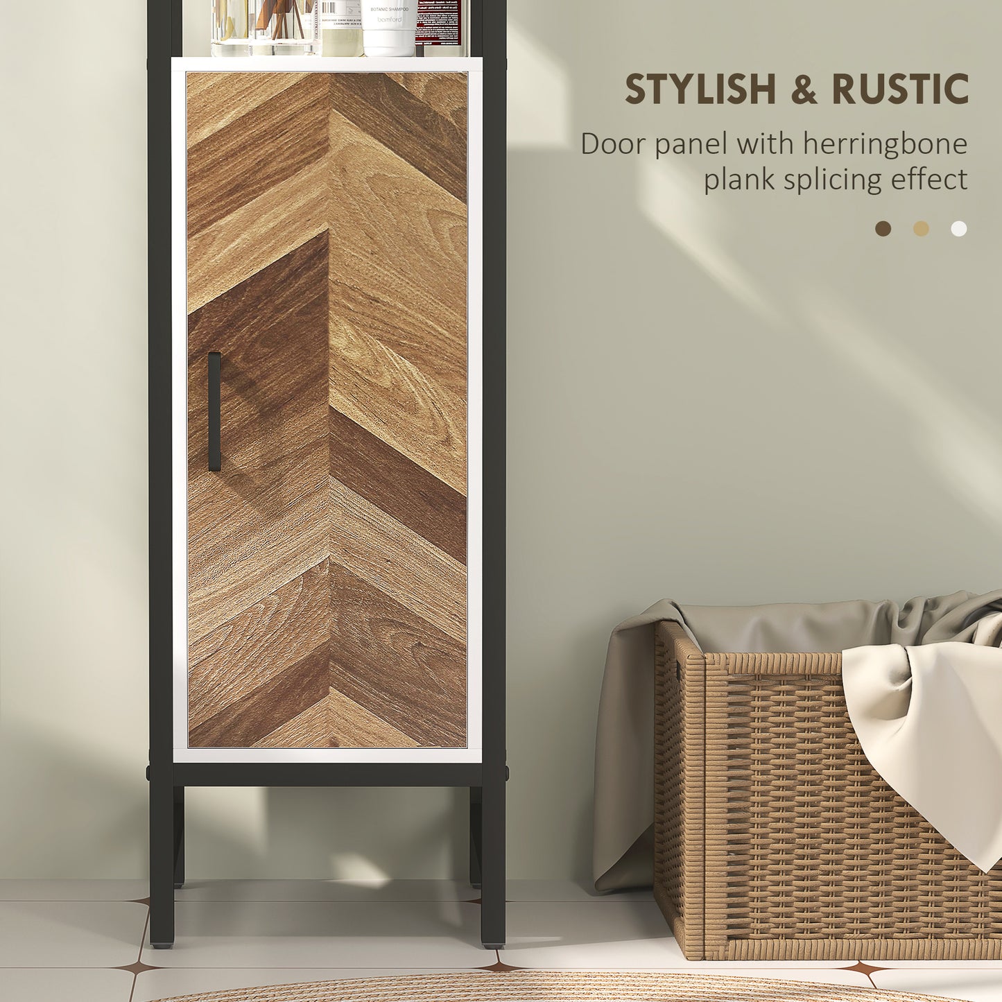 Tall Bathroom Storage Cabinet with 3 Shelves, 30 x 30 x 170 cm, White