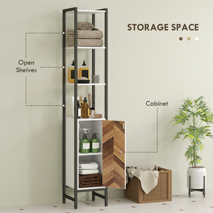 Tall Bathroom Storage Cabinet with 3 Shelves, 30 x 30 x 170 cm, White
