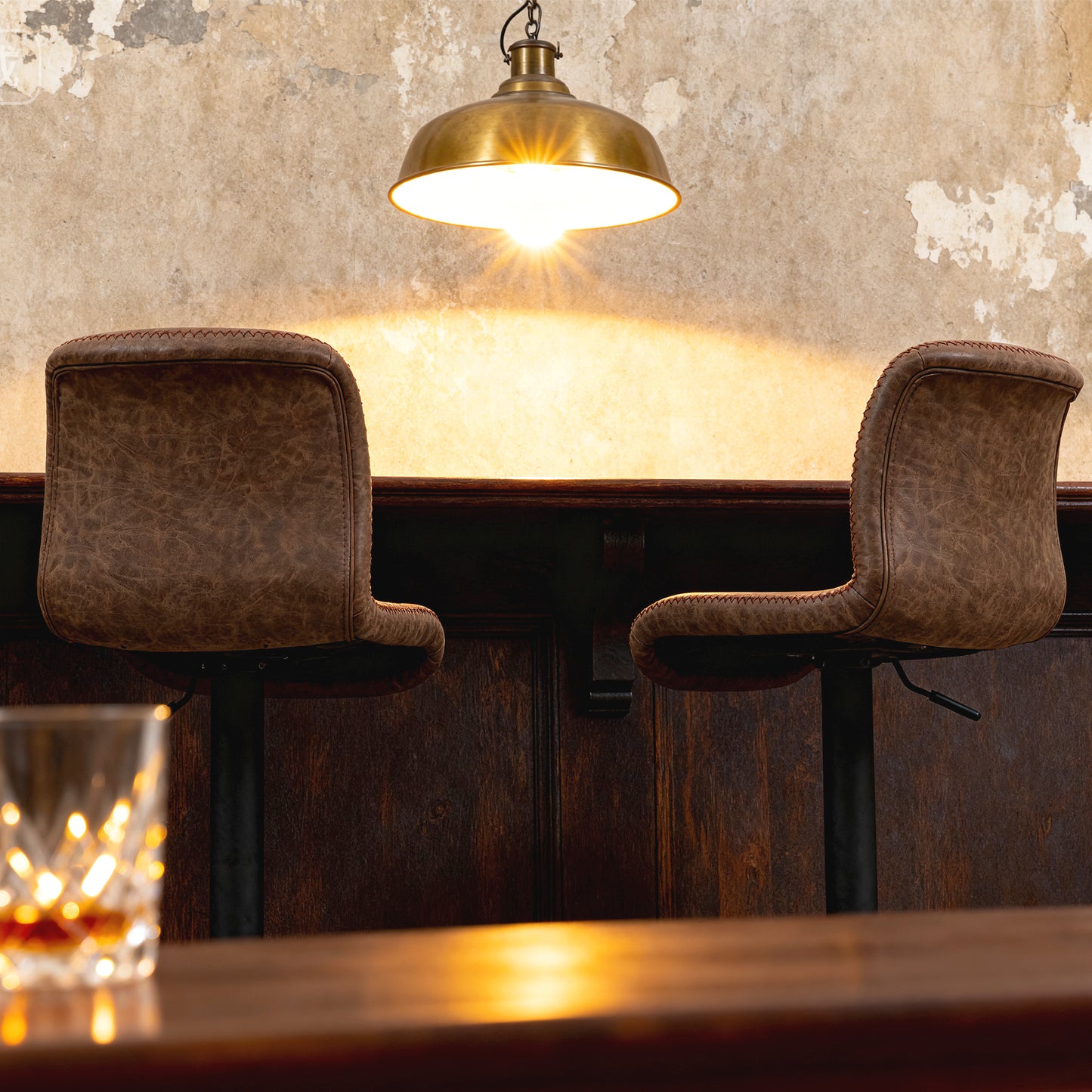 Barstools Set of 2, Dining Stools with Backrest and Footrest, Brown