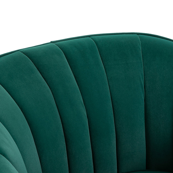 Velvet-Feel Tub Armchair, with Gold Tone Legs - Green