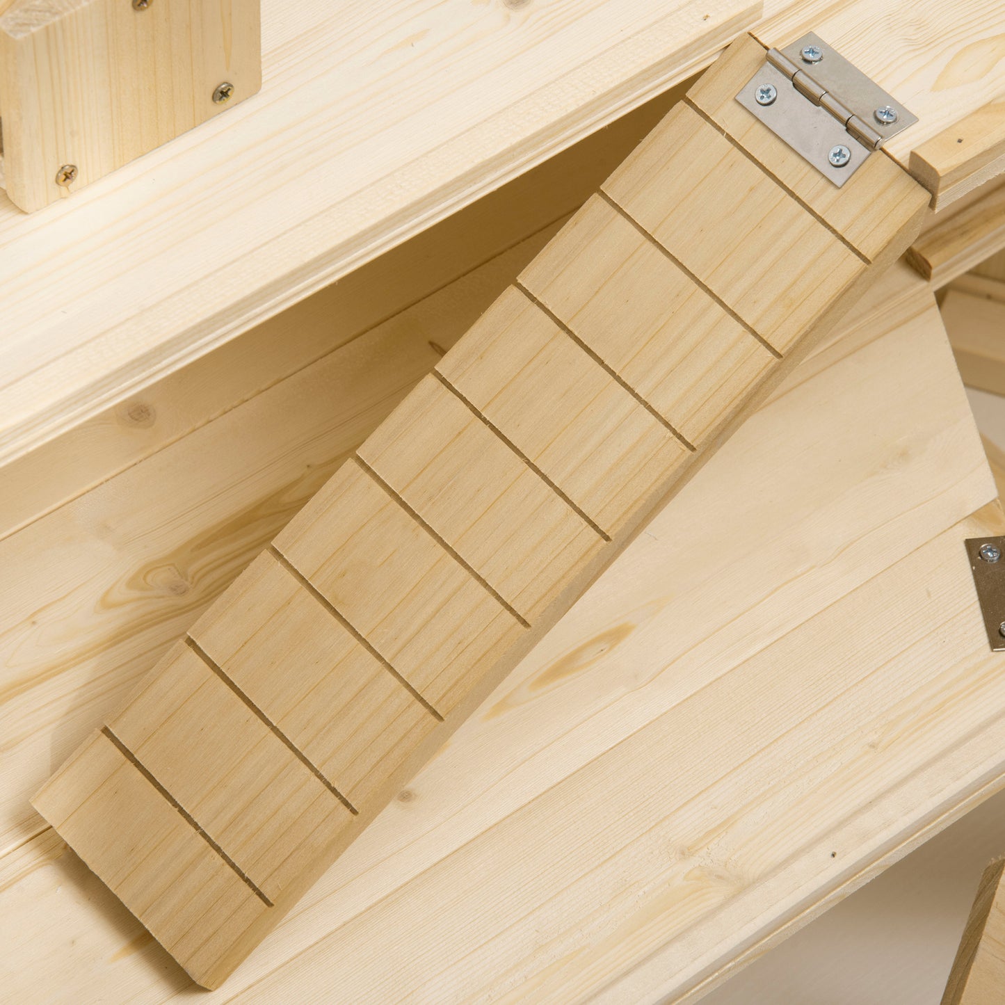 Wooden Large Hamster Cage Small Animal Exercise Play House 3 Tier with Sliding Tray, Seesaws, Water Bottle, Natural