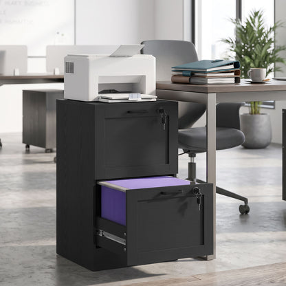 2-Drawer File Cabinet, Lockable Filing Cabinet for A4 Letter, Black