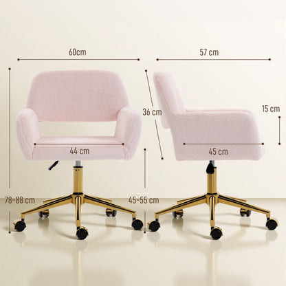 Swivel Office Chair, Vanity Desk Chair with Adjustable Height, Wheels