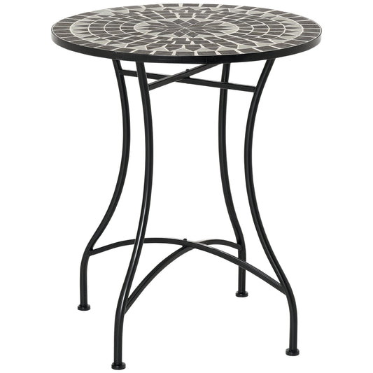 Mosaic Side Table Bistro Coffee Table for Garden Patio Balcony Grey